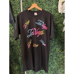 vtg 80s LAS VEGAS RAINBOW Shirt large // vintage sin city tourist grunge skater